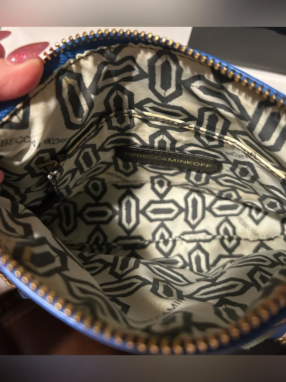 Rebecca Minkoff Blue Leather Crossbody Bag with Gold Hardware